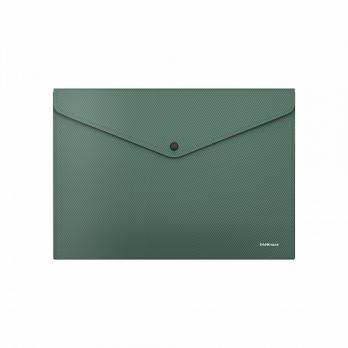 Папка-конверт с кнопкой A4 Erich Krause "Diagonal Classic" зеленая, непрозр, пластик-0,16мм ЕК 50294