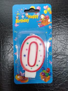 Свеча для торта "Heppy Birthday. Цифра 0" 7см  WMSZ-001/0