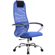 Кресло руководителя Метта SU-BK-8 CH, ткань-сетка синяя №23, спинка-сетка, топ-ган   z308964896