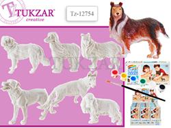 Набор для раскрашивания "Две собаки" 2 пластиковые игрушки, кисточка, краски в комплекте. TZ 12754