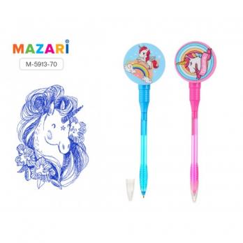 Ручка шариковая синяя Mazari "Unicorn" 0,7мм, заводной механизм  М-5913-70