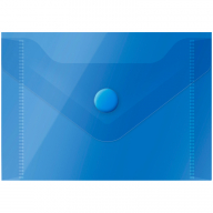 Папка-конверт с кнопкой А7 74х105мм OfficeSpace синяя, пластик-150мкм   267537