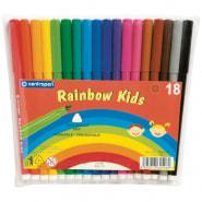 Фломастеры 18цв. Centropen "Rainbow kids" треугольные, смываемые, в блистере 7550 1802
