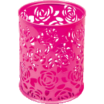 Подставка для канц.принадлежностей deVente розовая, 8х8х9,8см, круглая, ажурная, металлич. 4104703
