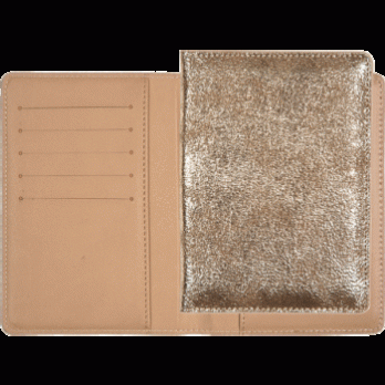 Обложка на паспорт deVente "Voyager" золотая, кожзам, 5 отд. для визиток, поролон 1030012