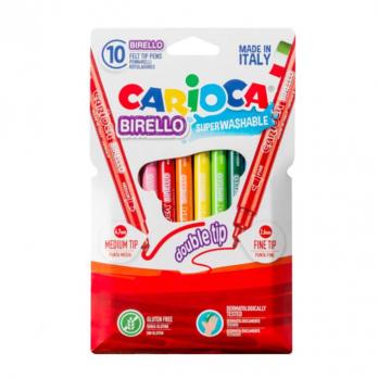 Фломастеры 10цв.Carioca "Birello" двухсторонние, 2,6 и 4,7мм, смываемые  41438 013658