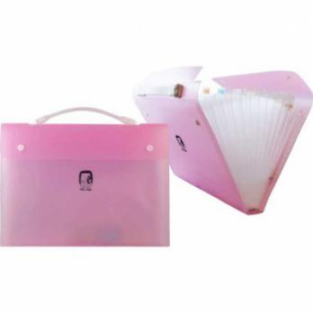 Папка-портфель А4 12отд deVente "Free Hugs Pastel" пластик-0,8мм, розовый  3073006